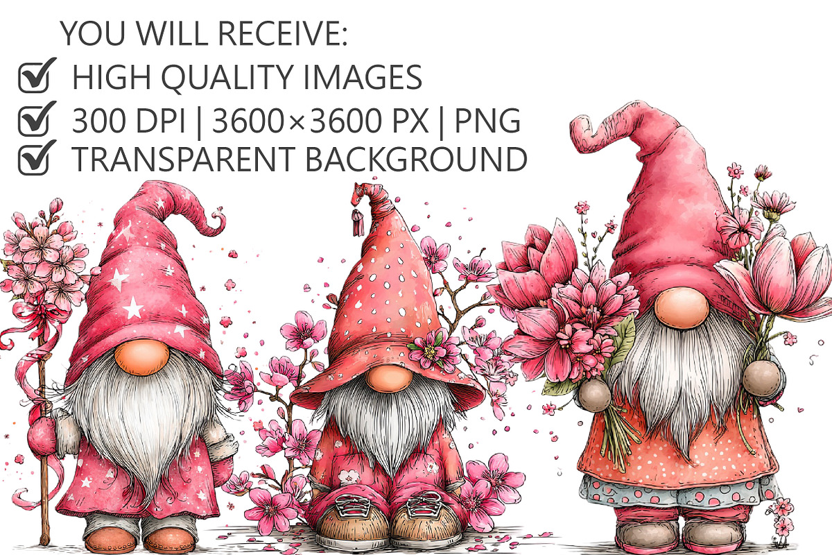 Whimsical Spring Gnome Clipart, an Illustration by Pixels.Craft (Photo 2 of 5)