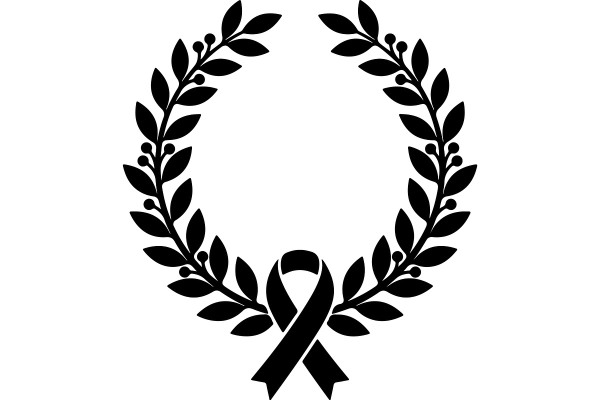 Black Ribbon Laurel Wreath, a Decorative Illustration by balal (Photo 7 of 15)
