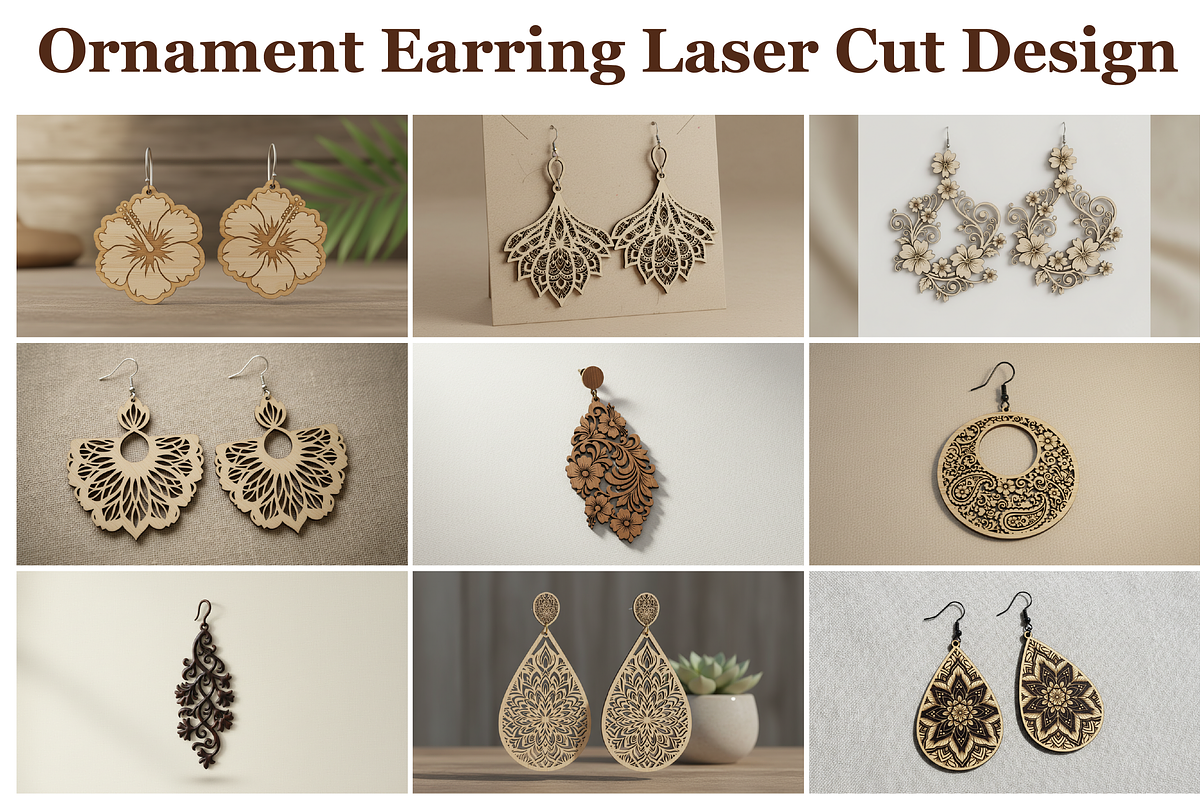 Ornament Dangle Earring Set, a Graphic by hafijul (Photo 1 of 11)