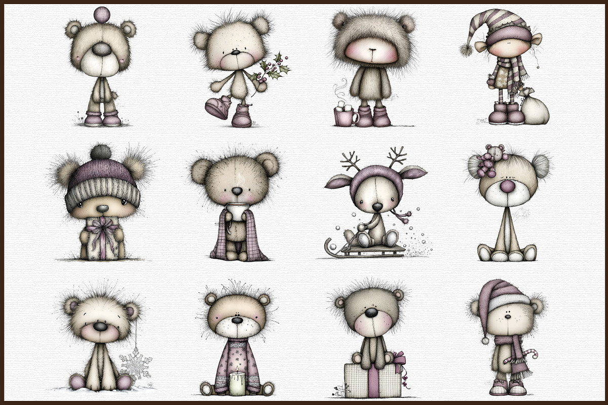 Whimsical Christmas Teddy Clipart Bu, an Illustration by Sublimation Artist (Photo 3 of 6)