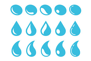 Raindrops Icons. Drops Splash, Fresh