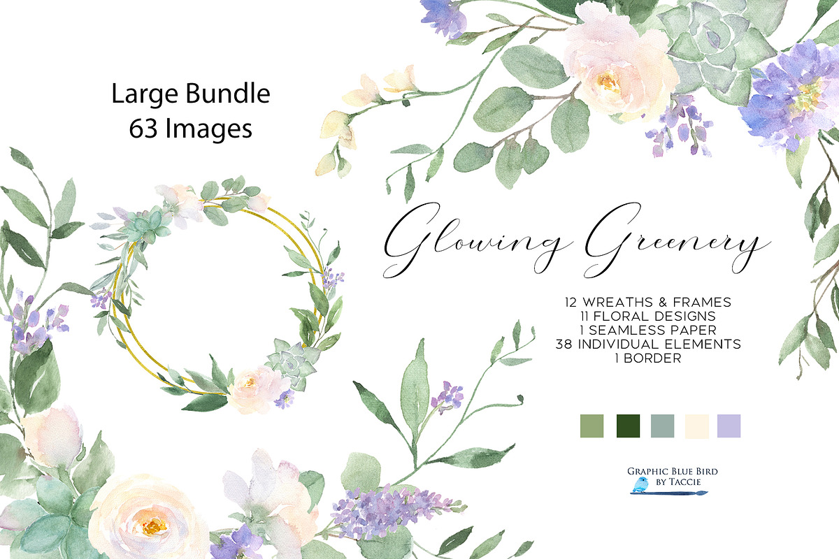Greenery Bundle with White Flowers, an Illustration by Graphic Blue Bird (Photo 1 of 10)