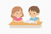 Kids Reading Book Together School, a Person Illustration by Partikusi Design (Thumbnail 3 of 3)