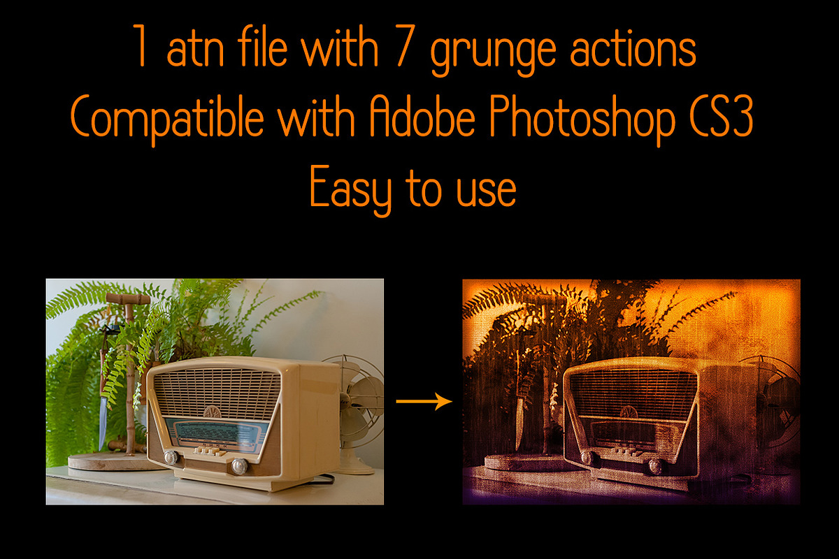 Old Fashioned Grunge Photoshop Actio, an Action Add-On by Kseniya-Omega (Photo 2 of 8)