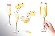 Festive Champagne, a Food Illustration by Daria Ustiugova (Thumbnail 3 of 10)