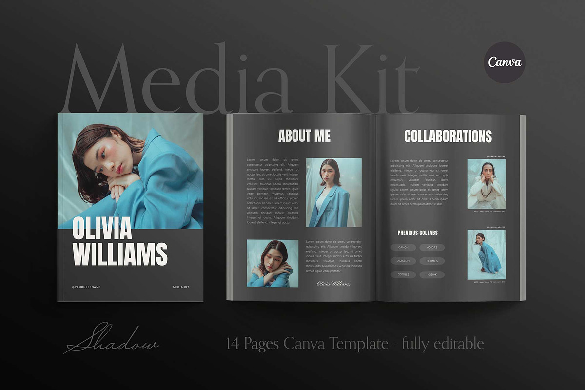 SHADOW | Media Kit Template Canva, a Print Template by Sierra Creative Studio (Photo 1 of 9)