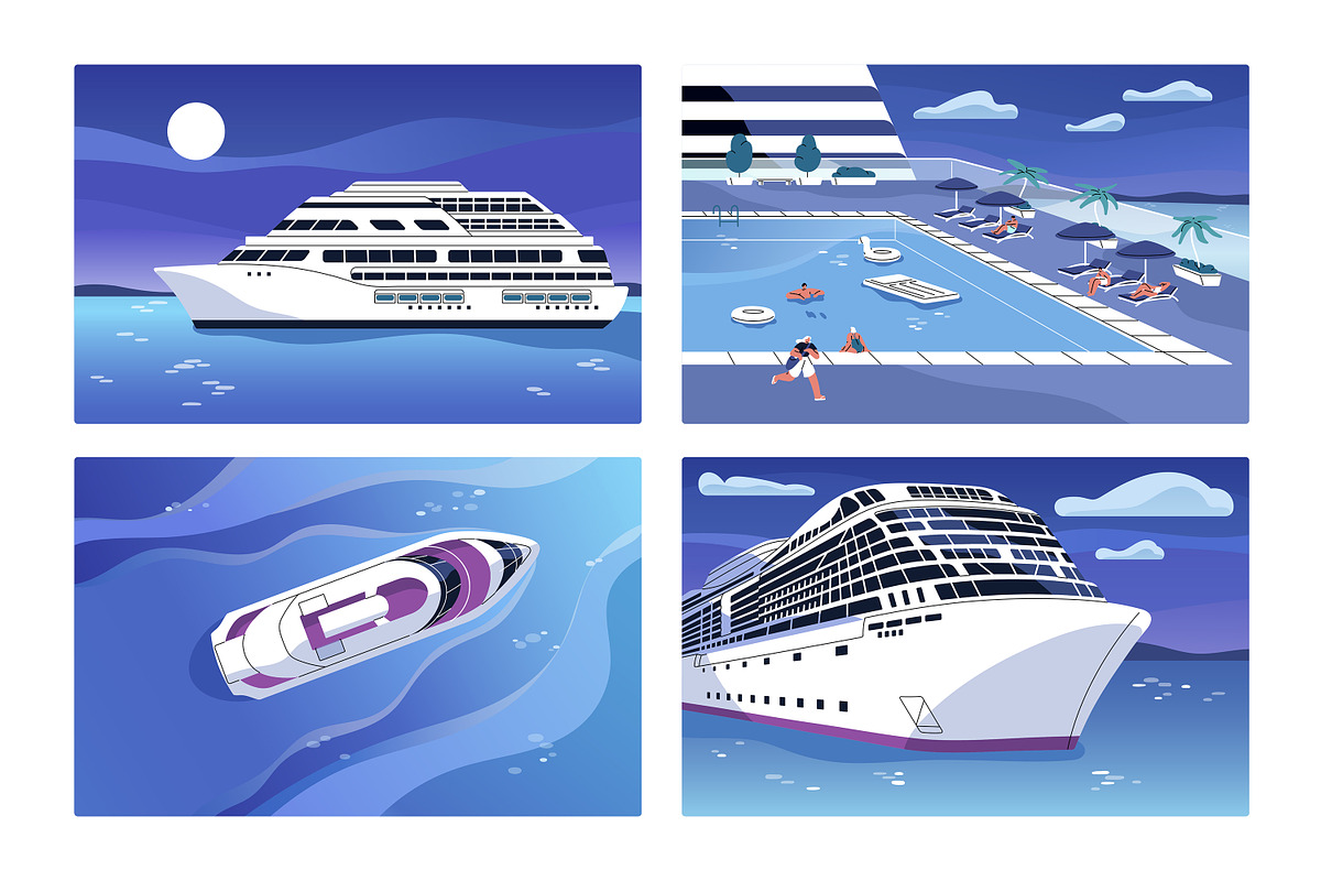 Cruise liner. Voyage, sea travel, a Transportation Illustration by PaperTrident (Photo 1 of 5)
