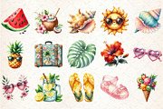 Watercolor Summer Vibe Clipart, an Illustration by Rose Art (Thumbnail 2 of 7)