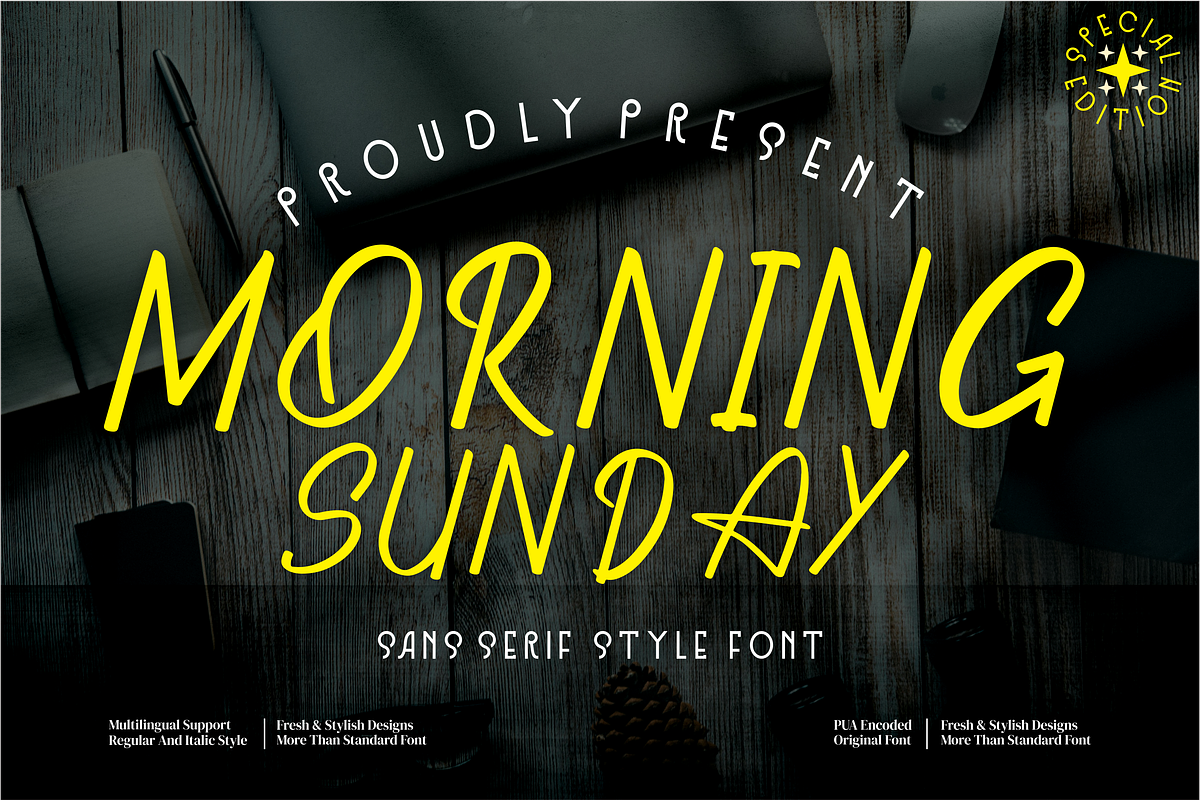 Morning Sunday San serif style fon, a Sans Serif Font by mahstudios (Photo 1 of 8)