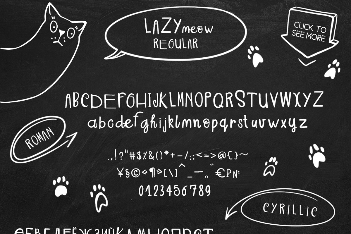LAZY MEOW. Handwitten fonts+cliparts, a Handwritten Font by Ivanna-Ivashka (Photo 2 of 12)