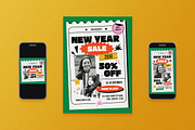 Green Indie New Year Sale Flyer Set, a Flyer Template by Aiyari Graphic (Thumbnail 1 of 3)