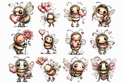 Whimsical Valentine Bee Clipart, an Illustration by Libby Wishes (Thumbnail 4 of 4)