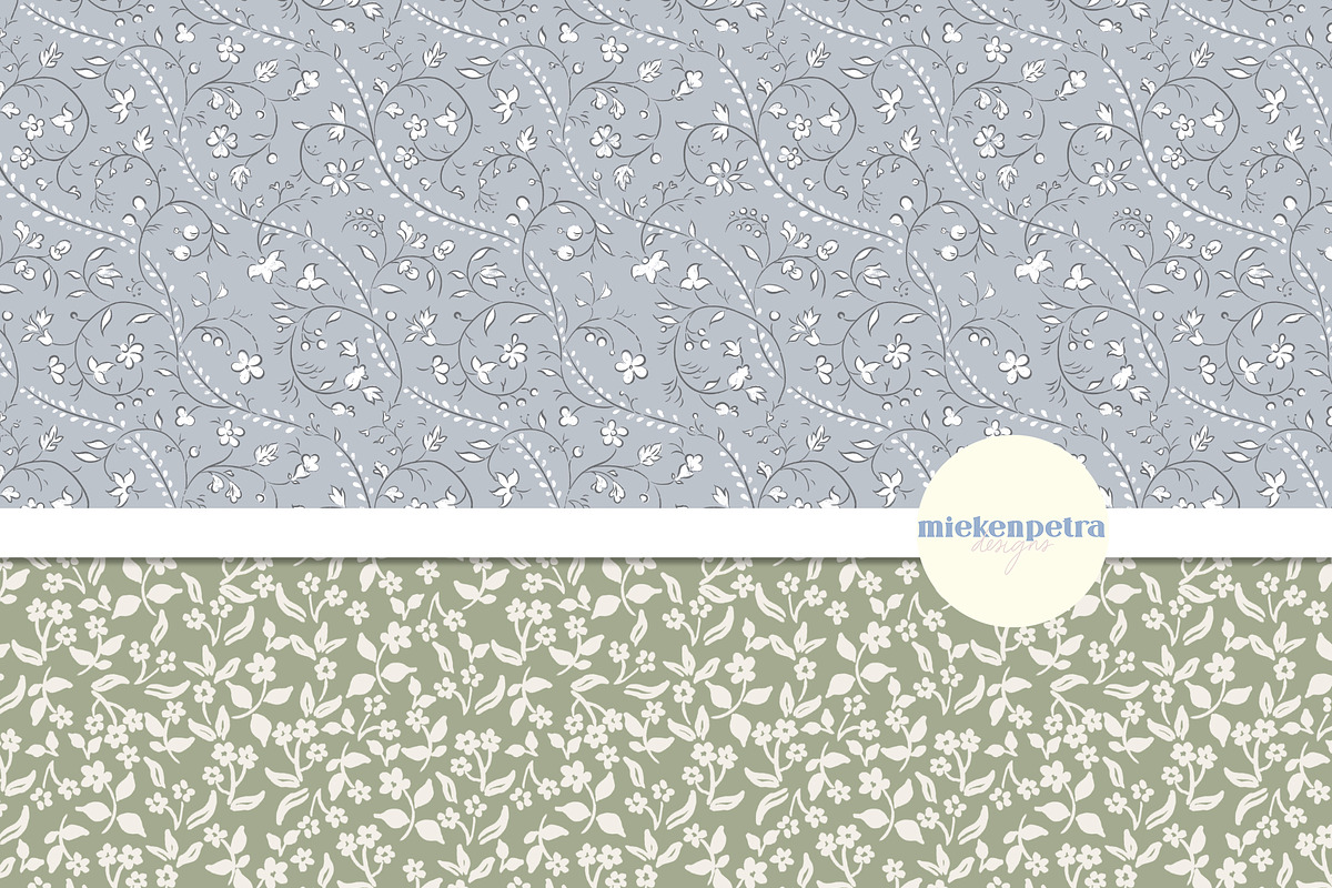Blue and Green Vintage Florals, a Pattern Graphic by Mieken Petra Designs (Photo 5 of 5)