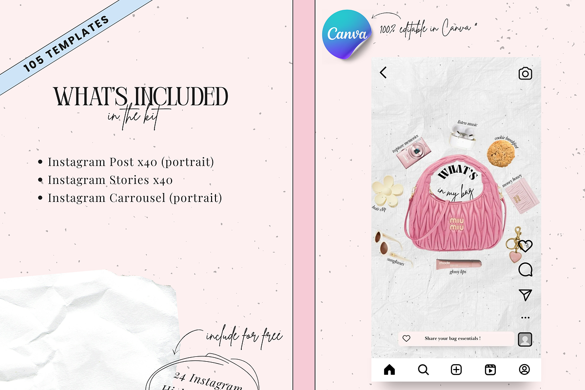 Instagram Templates Bundle, a Social Media Template by PixelBloomClub (Photo 5 of 7)