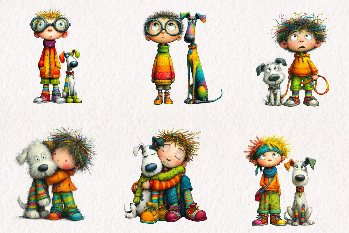 Quirky Puppy With Boy Clip Art, an Illustration by CreationArt (Photo 2 of 7)