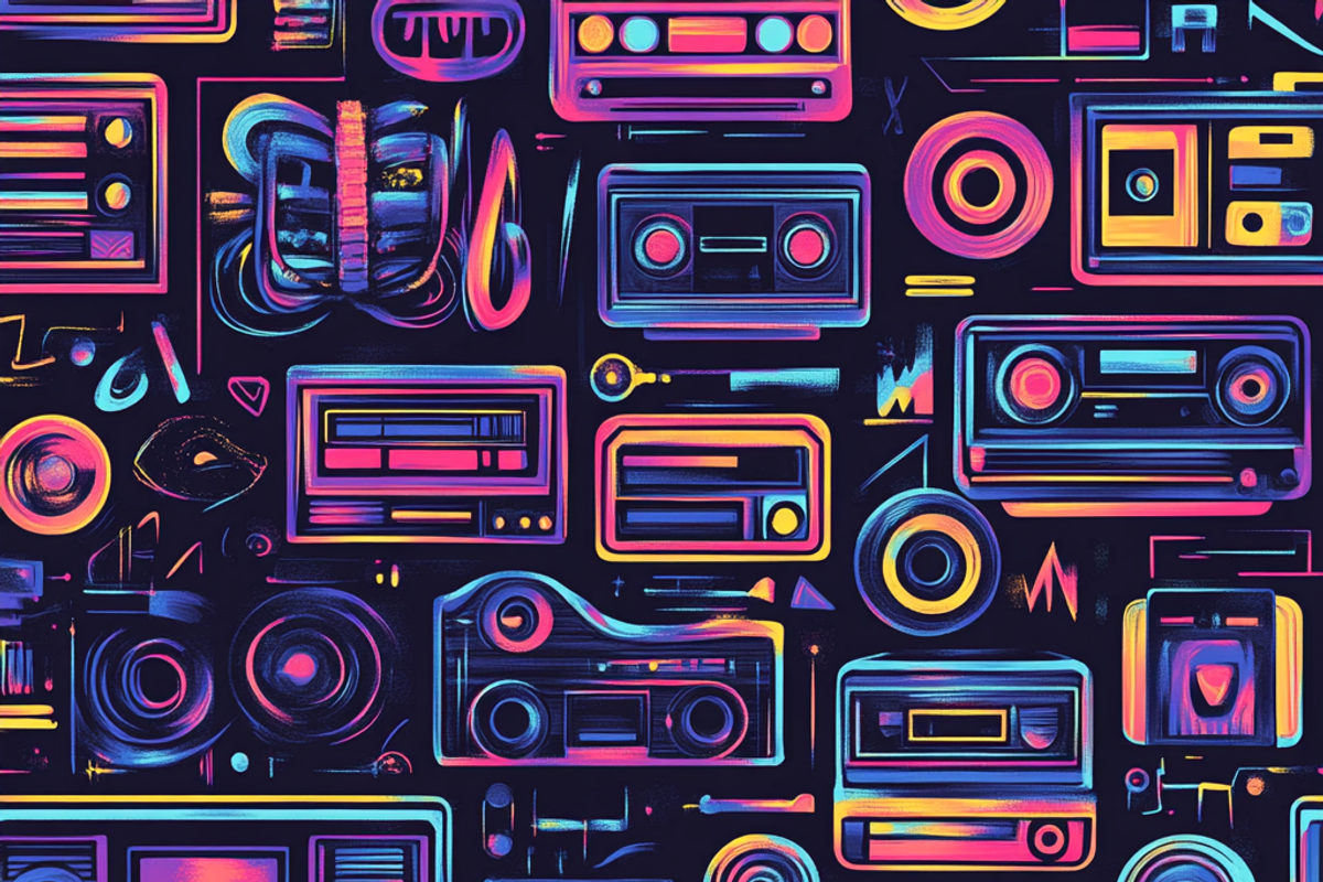 Retro 80s Neon Musical Vibes, a Background Graphic by Printable Treasure (Photo 6 of 6)