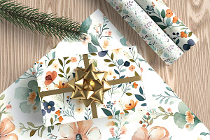 Gift Box And Wrapping Paper Mockup