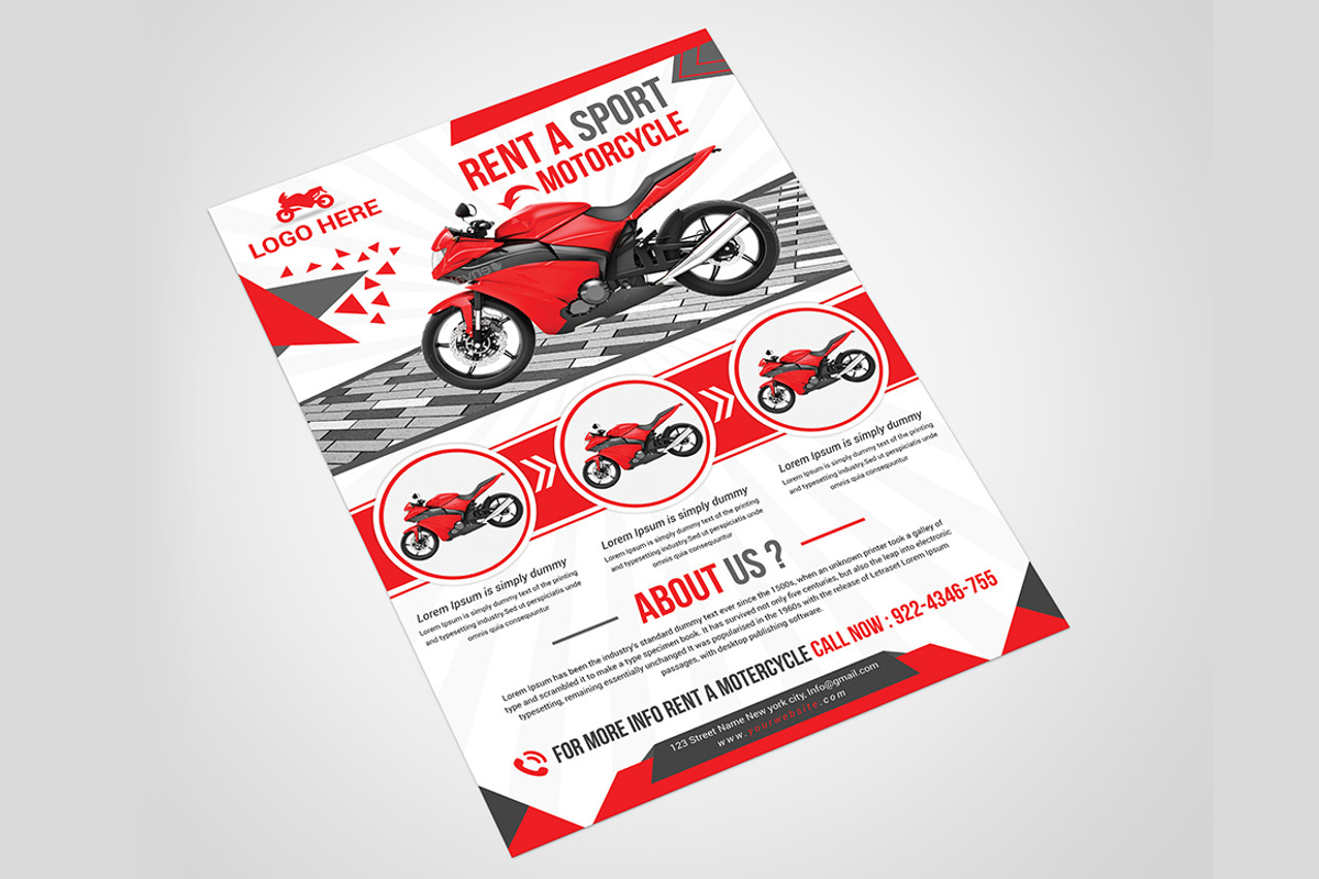 Motorcycle Rental Flyer, a Flyer Template by Creative designer