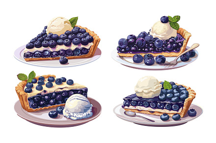 Ice cream blueberry pie with cartoon, a Food Illustration by Stock-Smart-Start