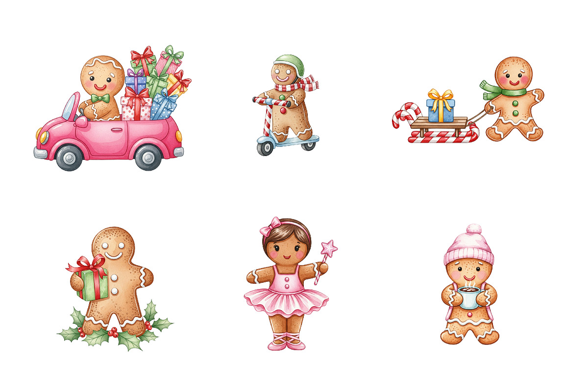 Christmas Gingerbread Man Clipart, an Illustration by SinaCreation (Photo 3 of 7)