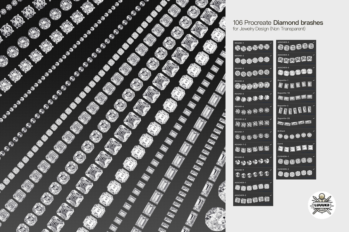 106 Procreate diamond brashes set, a Brush Add-On by Luuuka studio (Photo 6 of 10)