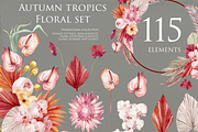 Autumn tropics floral set, a Decorative Illustration by Antikva17 (Thumbnail 1 of 7)