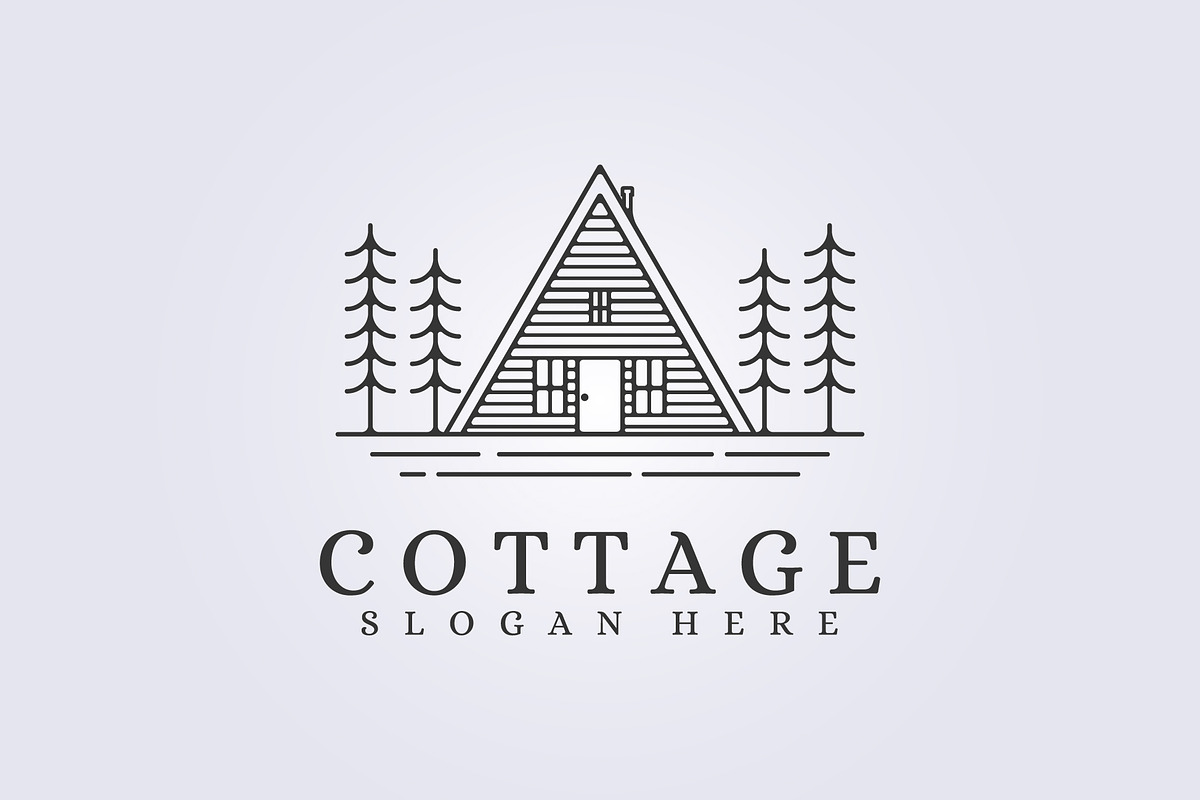 logo of cabin cottage line art icon, a Branding & Logo Template by Lodzrov