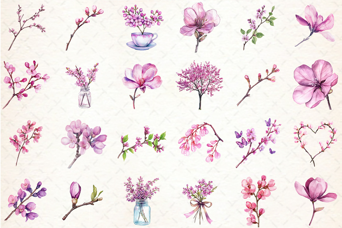 Spring Redbud Flower Clipart, an Illustration by Libby Wishes (Photo 7 of 7)