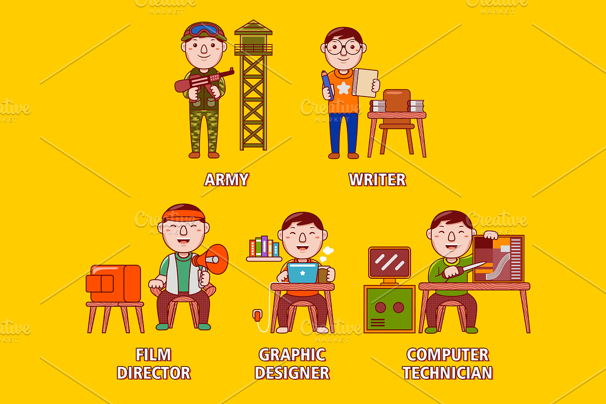 Man Worker Big Bundle Vector Art, an Object Graphic by MEDZ (Photo 4 of 9)