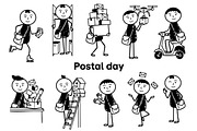 postal service delivery man set, a Person Illustration by foxndeer (Thumbnail 1 of 3)