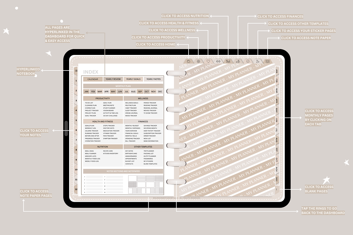 Beige Digital Planner Mega Bundle, a Templates & Theme by SunshineStudioBoutique (Photo 5 of 11)