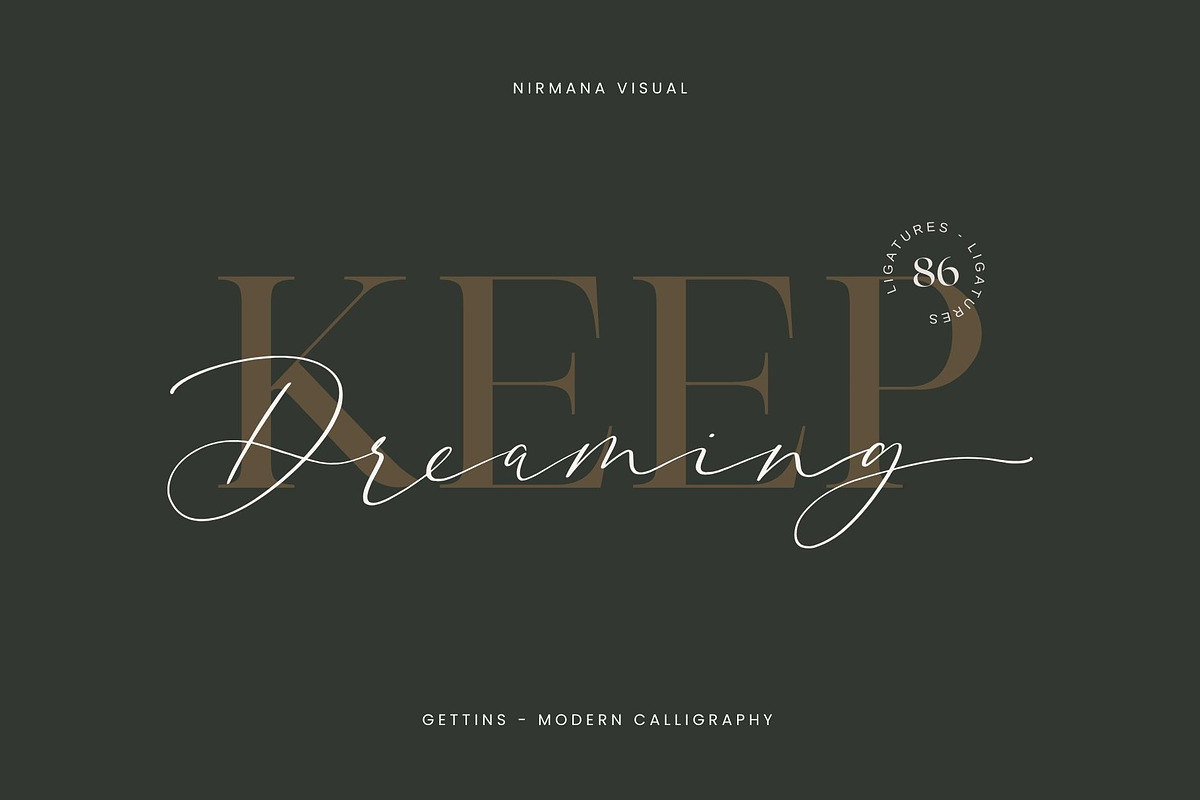 Gettins - Modern Calligraphy Script, a Script Font by Nirmana Visual (Photo 7 of 14)