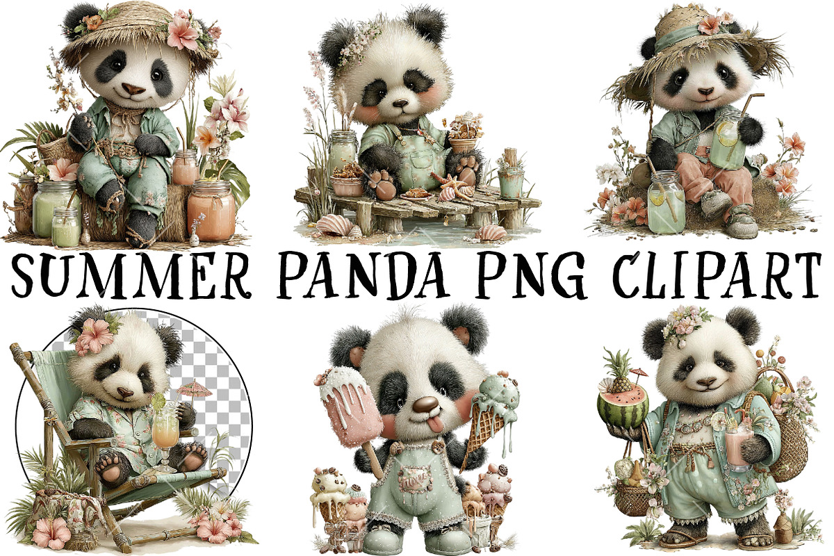 Summer Panda PNG Clipart, a Seasonal Illustration by OK Design (Photo 2 of 6)