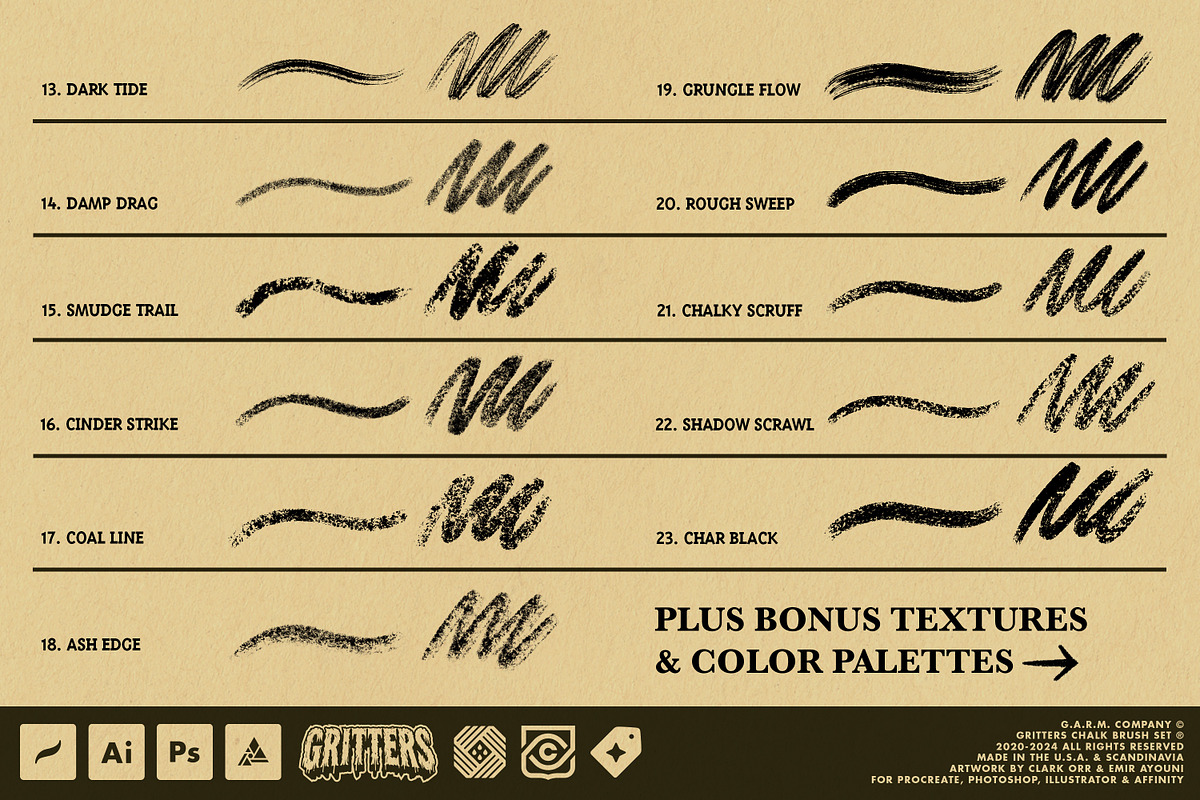 Gritters Chalk Brushes (Affinity), a Brush Add-On by G.A.R.M. Company (Photo 8 of 13)
