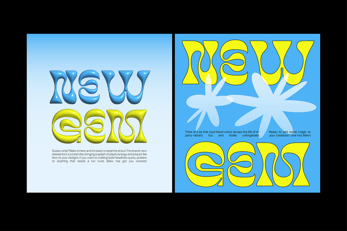Bekix - Funky Liquid Retro Y2K Font, a Sans Serif Font by Casloop Studio (Photo 7 of 9)