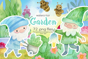 Watercolor Gardening Clipart