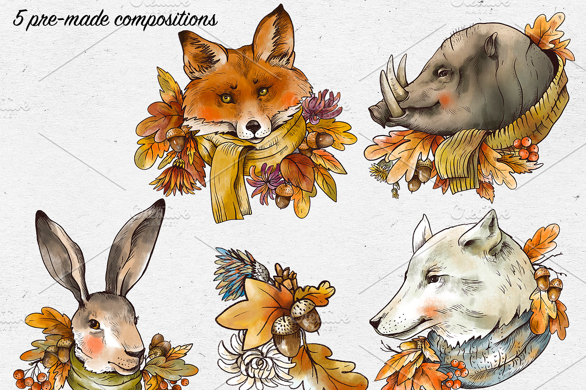 Fall animals clipart, an Animal Illustration by Belusuab (Photo 2 of 10)