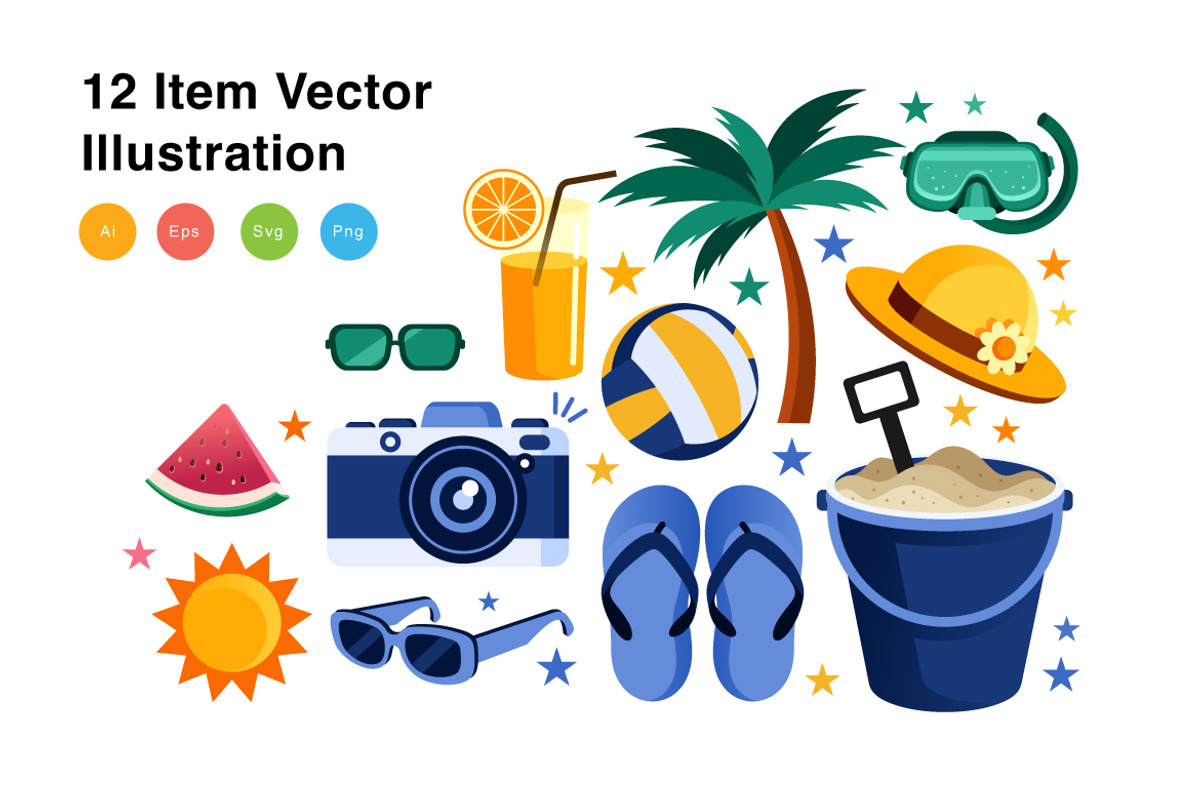 Beach Elements Vector Illustration