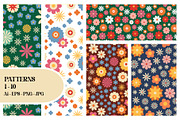 Retro Floral Groovy Vintage Patterns, a Pattern Graphic by Sofico (Thumbnail 10 of 15)