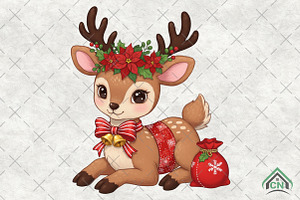 Christmas Deer Patchwork PNG, an Illustration by Craft Nest