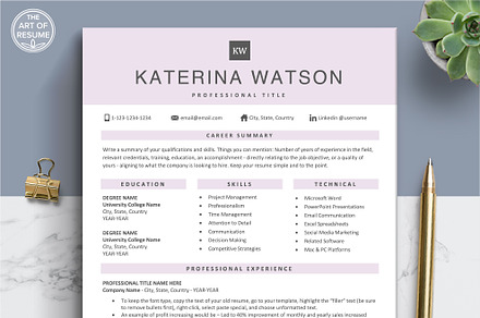 Pink Resume Template | Creative CV