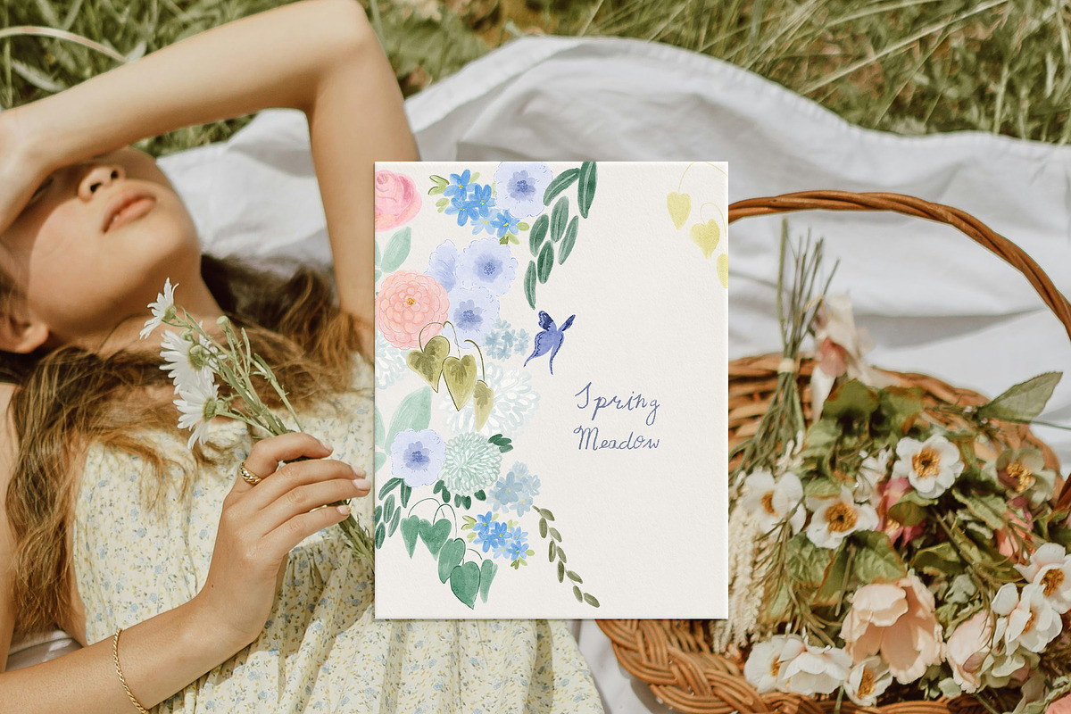 Hand-Painted Spring Floral Meadow, a Decorative Illustration by Lana Elanor (Photo 11 of 16)
