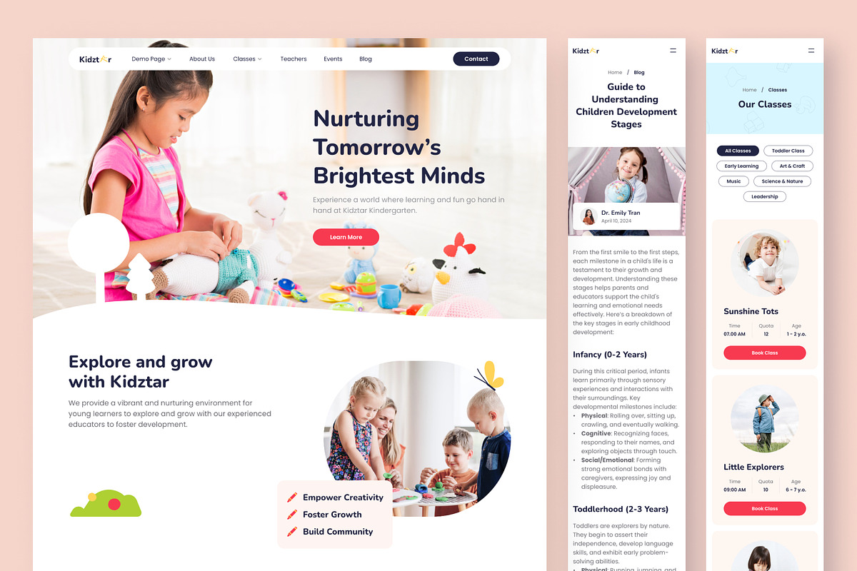 Kidztar - Kindergarten School Framer, a Websites & App Template by peterdraw (Photo 5 of 7)