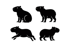 Capybara Vector Black Silhouette, an Animal Illustration by Pixes
