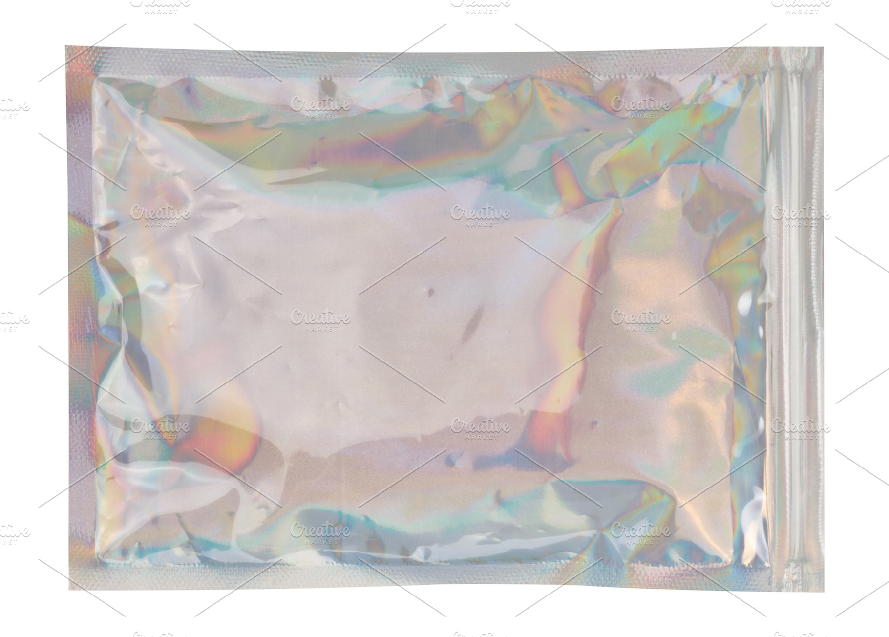 Holographic ziplock bag made of mother-of-pearl iridescent packa, an Industrial Photo by ndanko