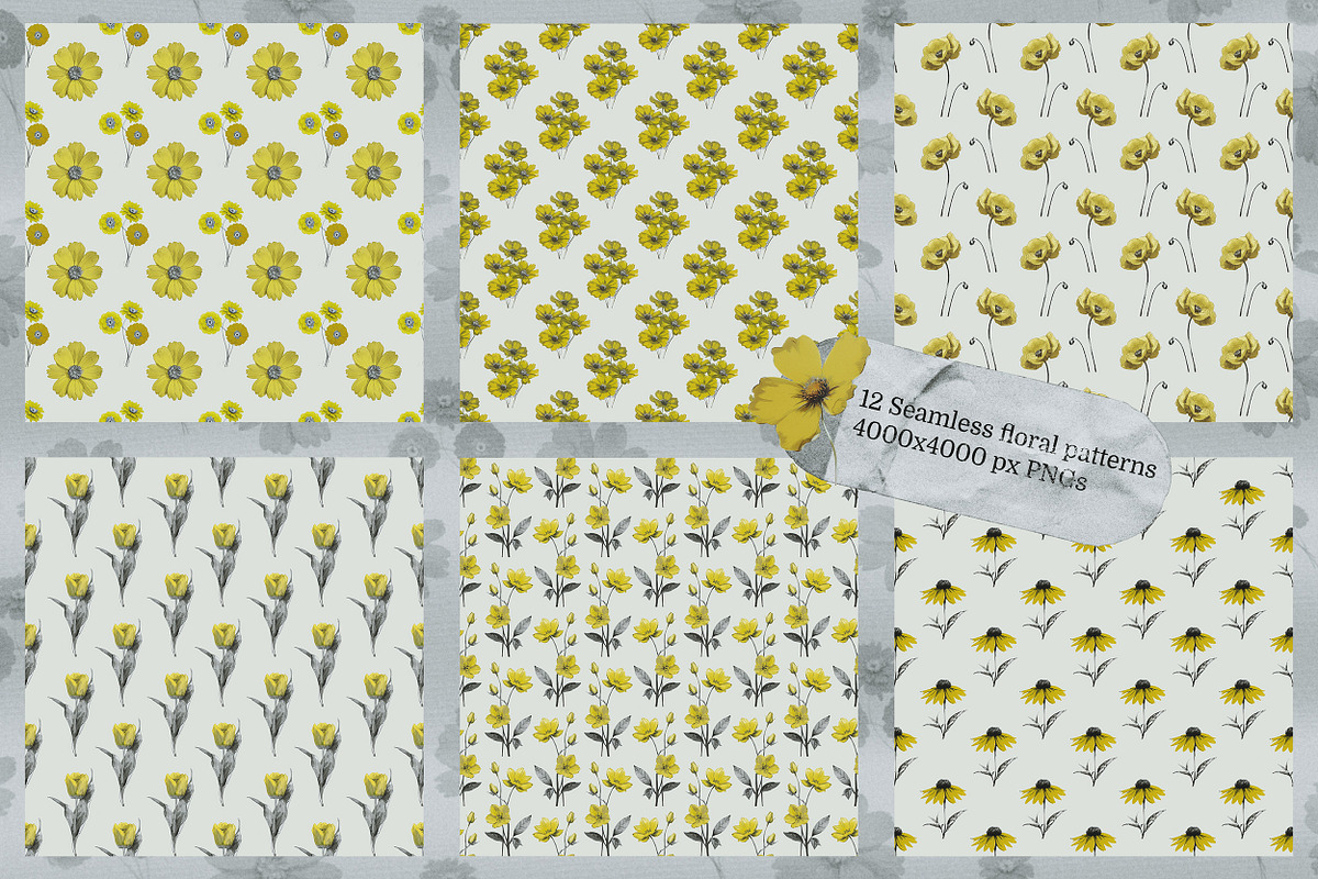 Golden Bloom: Floral Design Kit, a Pattern Graphic by Megan Aili Designs (Photo 6 of 10)