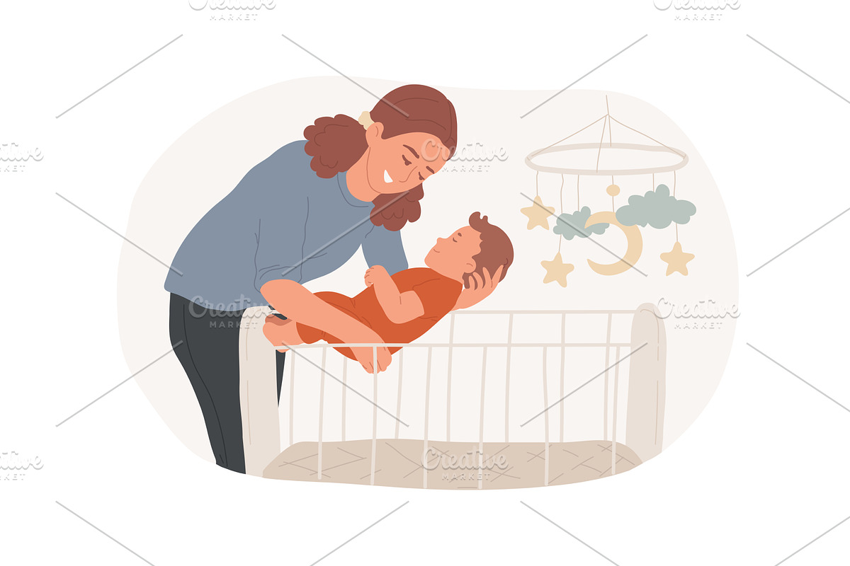 Putting a baby in bed isolated, a Person Illustration by Visual Generation