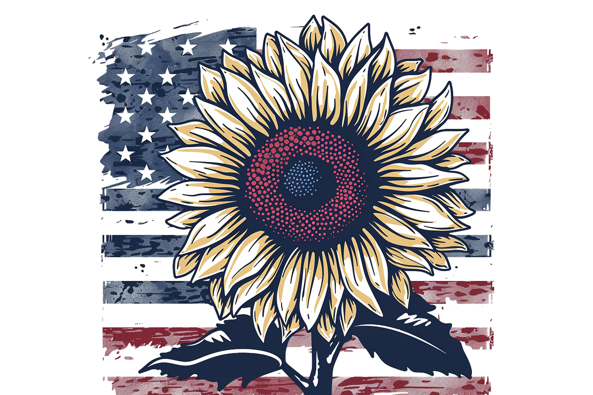 Patriotic Sunflower Clipart, a Decorative Illustration by Printable Treasure (Photo 4 of 5)