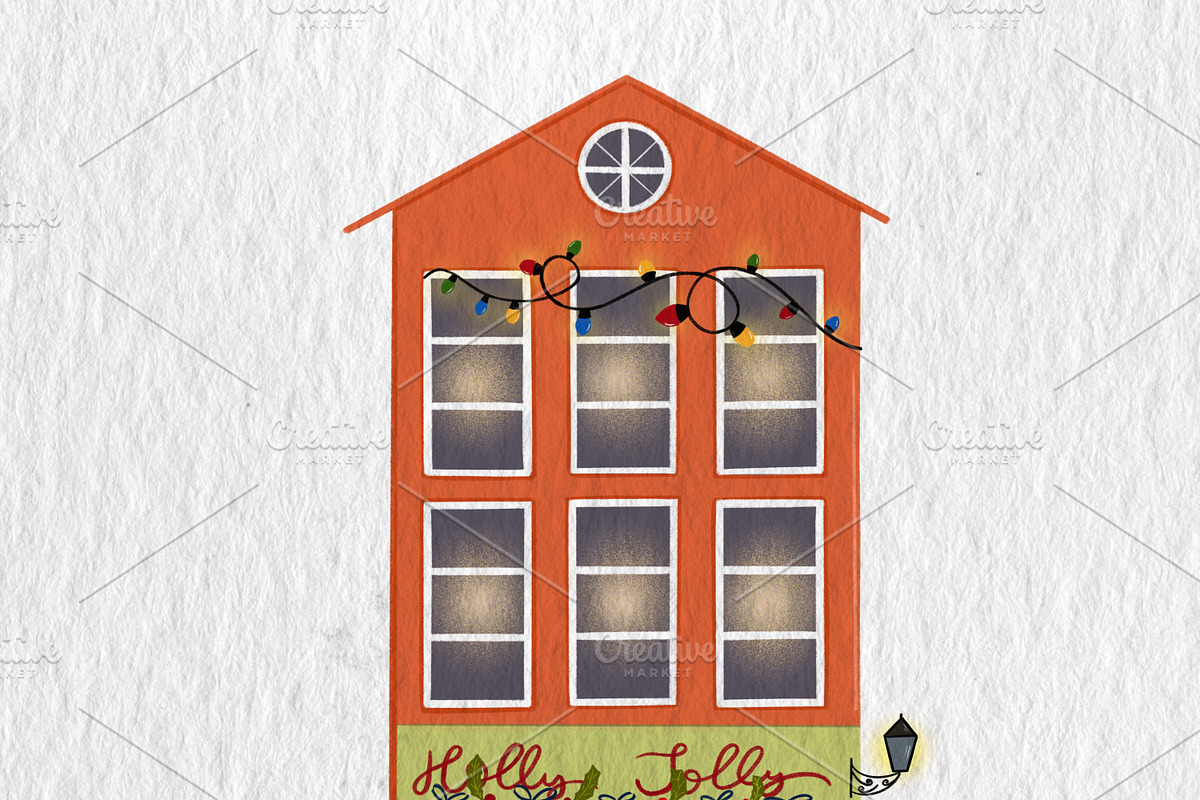 Christmas Houses Village Clipart, a Decorative Illustration by Oleksandra Illustrates (Photo 9 of 14)