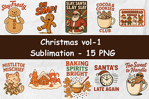 Christmas Vol. 1 – 15 PNG +Bonus, a Seasonal Illustration by Smillyy Threads